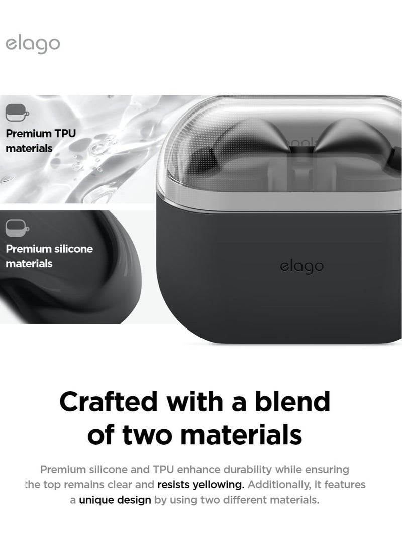 Elago Duo Hang for Samsung Galaxy Buds 3 Pro Case and Galaxy Buds3 Case Cover with Carabiner - Clear | Black - Image 3