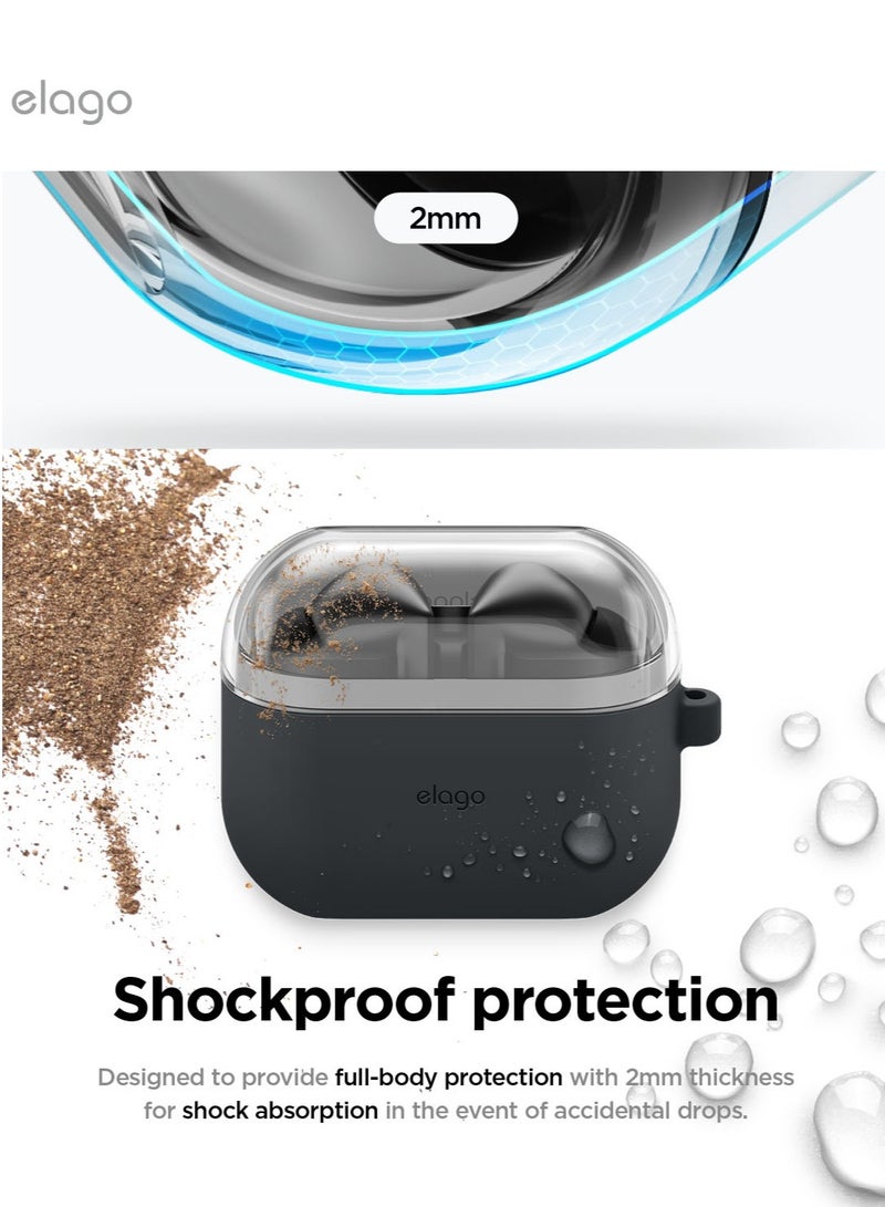 Elago Duo Hang for Samsung Galaxy Buds 3 Pro Case and Galaxy Buds3 Case Cover with Carabiner - Clear | Black - Image 4