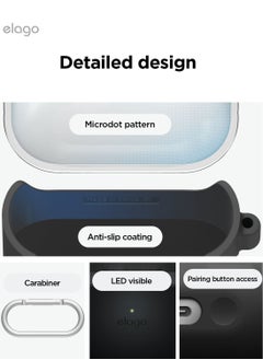 Elago Duo Hang for Samsung Galaxy Buds 3 Pro Case and Galaxy Buds3 Case Cover with Carabiner - Clear | Black  - Image 5