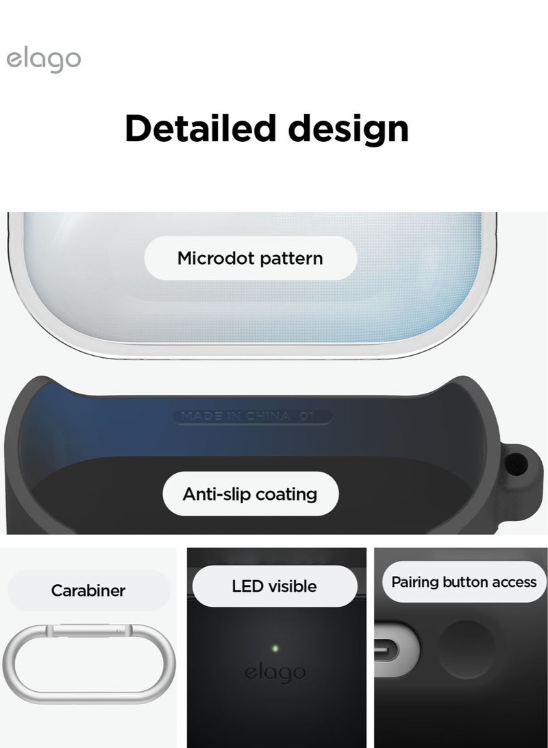 Elago Duo Hang for Samsung Galaxy Buds 3 Pro Case and Galaxy Buds3 Case Cover with Carabiner - Clear | Black - Image 5