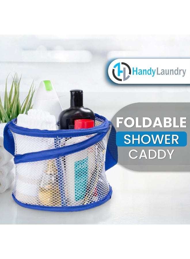 Handy Laundry Foldable Shower Caddy Collapsible Portable Drainage Hole Carry Handle Large Compartments Great Organizer for Camp Travel Gym and Dorm Blue - Image 5