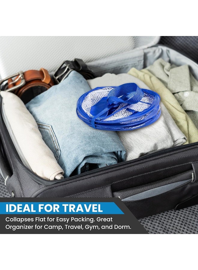 Handy Laundry Foldable Shower Caddy Collapsible Portable Drainage Hole Carry Handle Large Compartments Great Organizer for Camp Travel Gym and Dorm Blue - Image 2