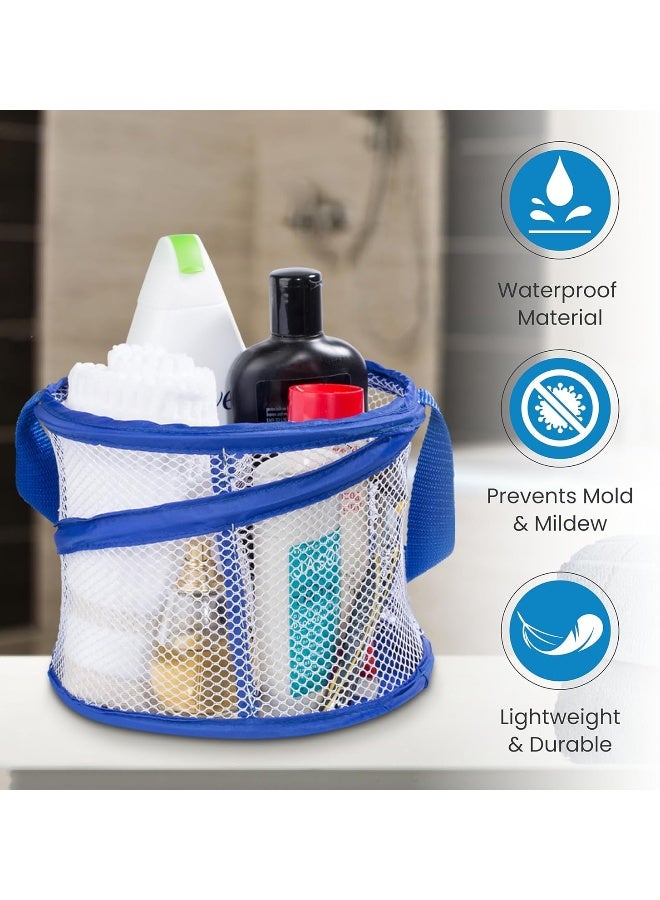 Handy Laundry Foldable Shower Caddy Collapsible Portable Drainage Hole Carry Handle Large Compartments Great Organizer for Camp Travel Gym and Dorm Blue - Image 1