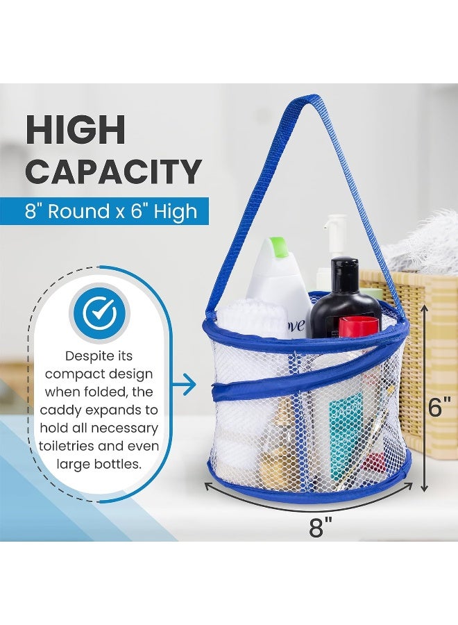 Handy Laundry Foldable Shower Caddy Collapsible Portable Drainage Hole Carry Handle Large Compartments Great Organizer for Camp Travel Gym and Dorm Blue - Image 4