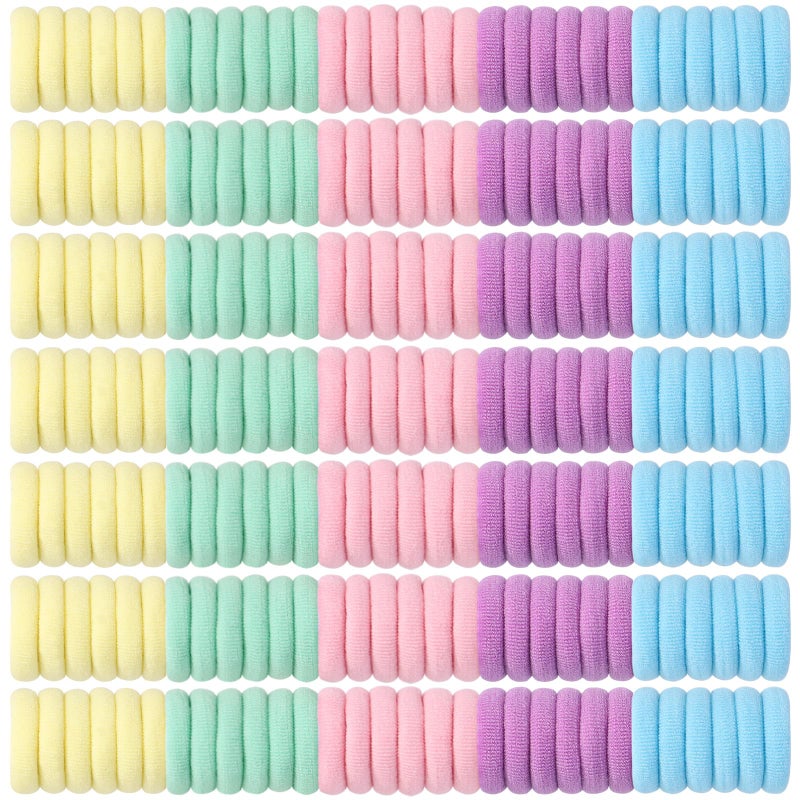 Jollybows 300pcs Baby Hair Ties Girls Elastic Hair Accessories Small Nylon Hair Bands for Toddler Infant Ponytail Holders 1" Mini Kids Hairband - Light Colors Set - Image 1