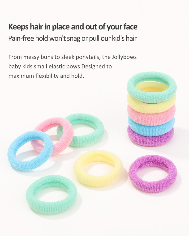 Jollybows 300pcs Baby Hair Ties Girls Elastic Hair Accessories Small Nylon Hair Bands for Toddler Infant Ponytail Holders 1" Mini Kids Hairband - Light Colors Set - Image 4