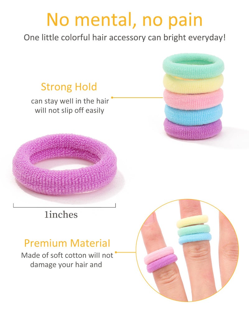 Jollybows 300pcs Baby Hair Ties Girls Elastic Hair Accessories Small Nylon Hair Bands for Toddler Infant Ponytail Holders 1" Mini Kids Hairband - Light Colors Set - Image 2