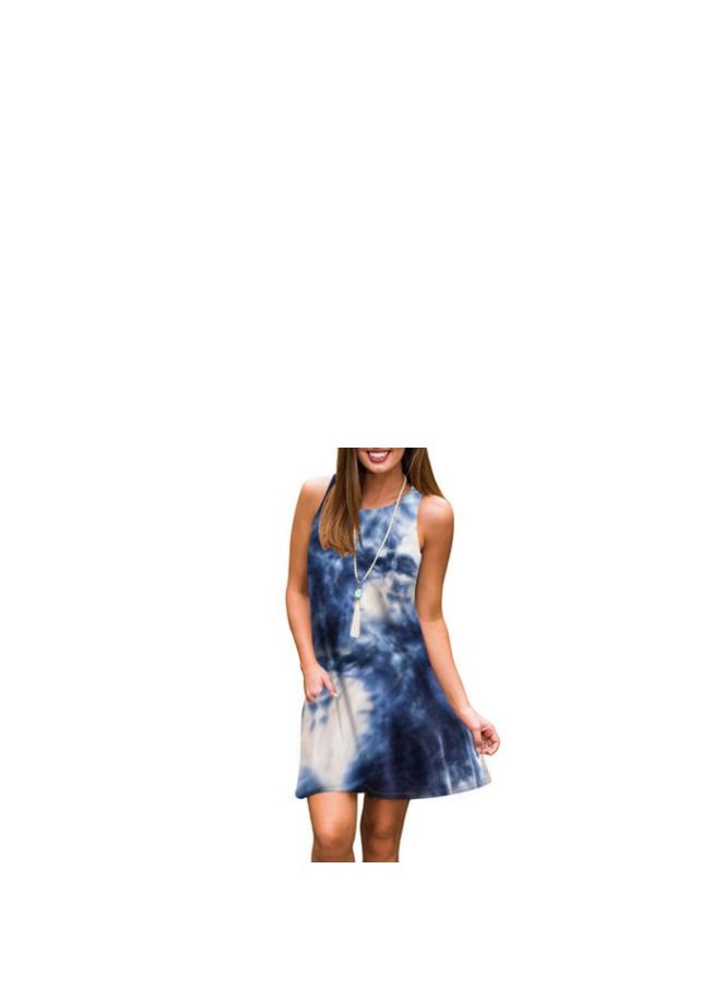 Loquat Women New Sleeveless 3D Print Round Neck Vest Dress