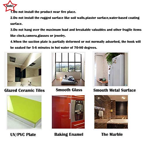 KRISMYA Clear Plastic Suction Cup Hooks, 6 Pack Ultra Heavy Duty Power Lock Vacuum Traceless Smooth Waterproof Oil-Proof Wall Shower Kitchen Window Bathroom Holder - Image 4