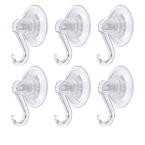 KRISMYA Clear Plastic Suction Cup Hooks, 6 Pack Ultra Heavy Duty Power Lock Vacuum Traceless Smooth Waterproof Oil-Proof Wall Shower Kitchen Window Bathroom Holder - Image 1