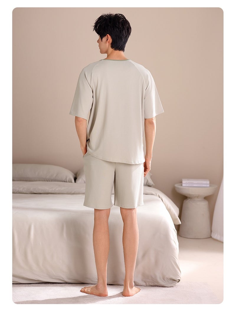 Men's Cotton-Modal Short-Sleeve Pajama Set sleepwear  | Lightweight & Breathable Sleepwear | Cool & Comfortable Homewear for Indoor Relaxation  - Image 3