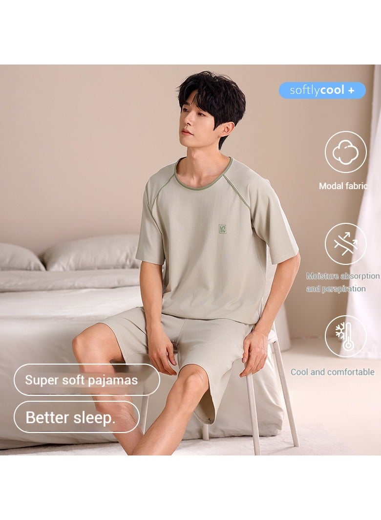 Men's Cotton-Modal Short-Sleeve Pajama Set sleepwear  | Lightweight & Breathable Sleepwear | Cool & Comfortable Homewear for Indoor Relaxation  - Image 4