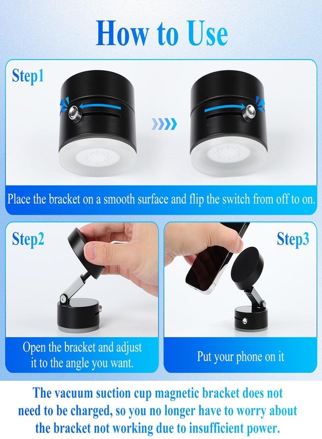 Kanroadi Vacuum Magnetic Suction Phone Holder, 2025 New Magnetic Suction Phone Mount, Foldable Portable Double-Sided Vacuum Magnetic adsorption Adjustable Mobile Phone Holder for All Phones (Black) - Image 3