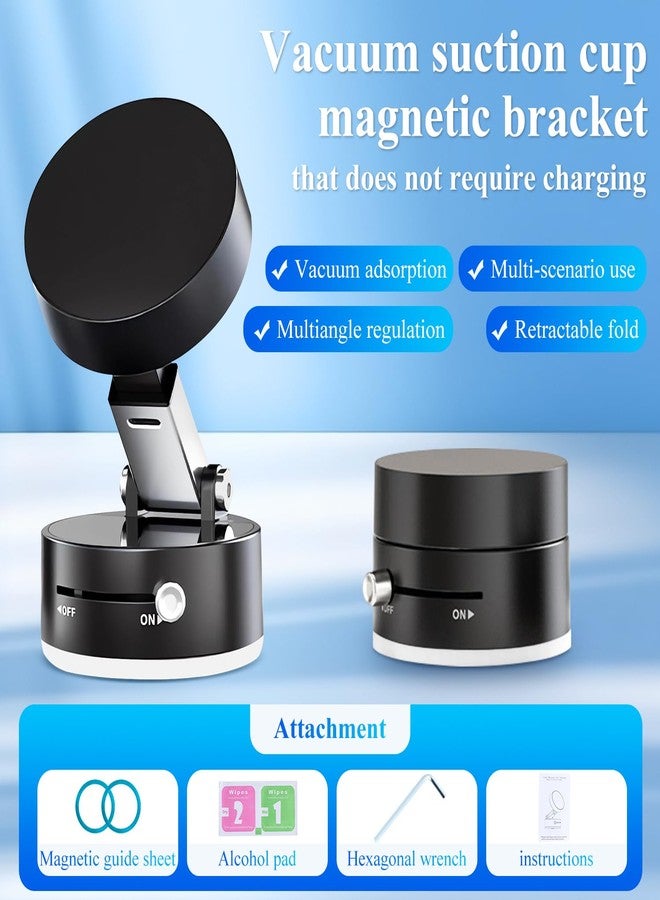 Kanroadi Vacuum Magnetic Suction Phone Holder, 2025 New Magnetic Suction Phone Mount, Foldable Portable Double-Sided Vacuum Magnetic adsorption Adjustable Mobile Phone Holder for All Phones (Black) - Image 2
