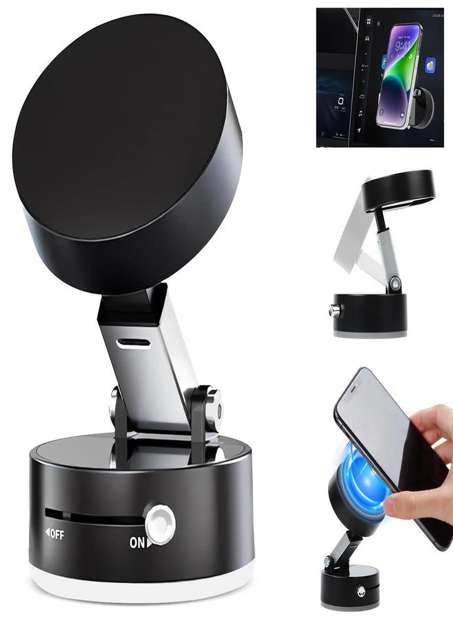 Kanroadi Vacuum Magnetic Suction Phone Holder, 2025 New Magnetic Suction Phone Mount, Foldable Portable Double-Sided Vacuum Magnetic adsorption Adjustable Mobile Phone Holder for All Phones (Black) - Image 1