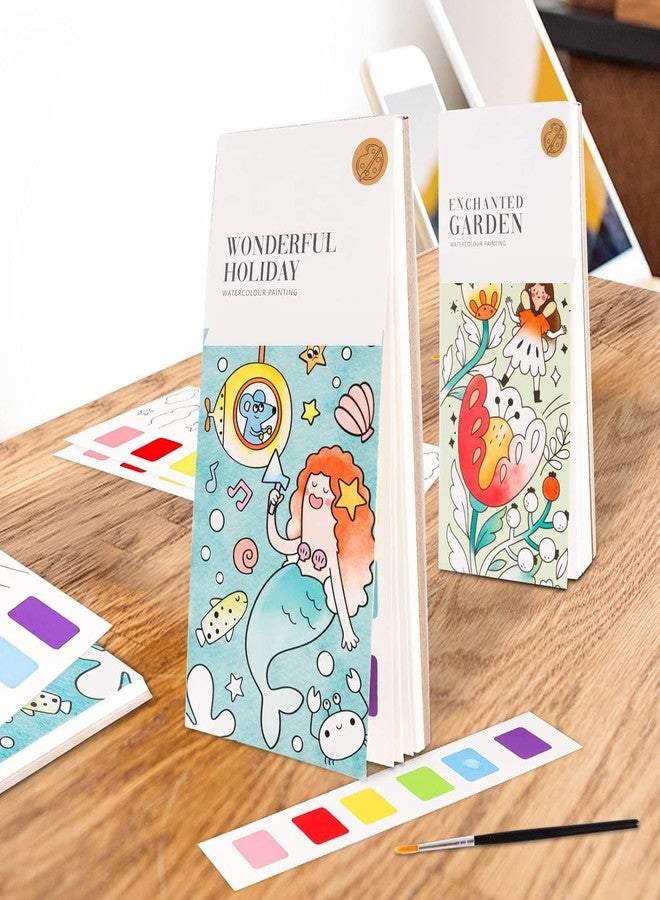 Crackles Pocket Watercolor Paint Book, Pocket Watercolor Sketchbook, Upstrong Pocket Watercolor Book, 6colors 20sheet Solid Watercolor Book Paint Set, for Kids, Adults (Random Designs Pack of 12) - Image 2