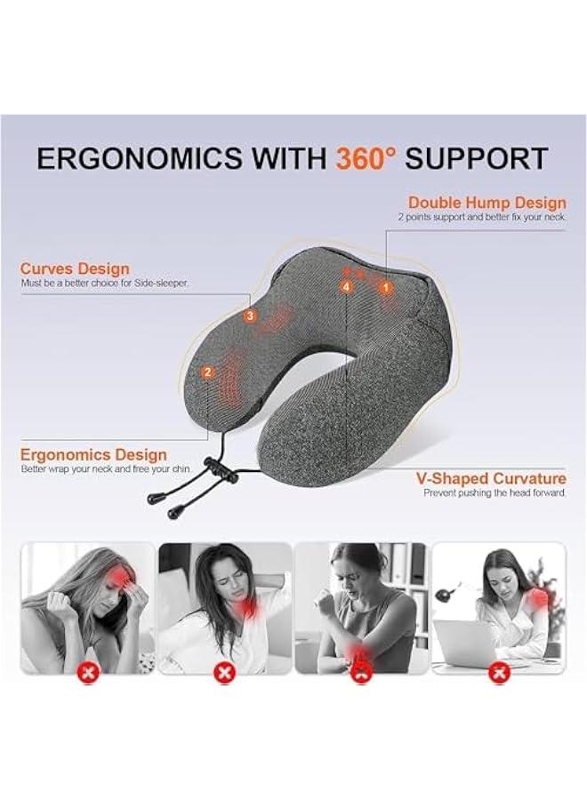 HOOKOR Neck Pillow for Travel, Memory Foam Travel Pillow with Hood, Adult Airplane Pillow for Head Rest Neck Support, Portable Pillow for Office Cars Trains Long Flights Sleeping (Black) - Image 3