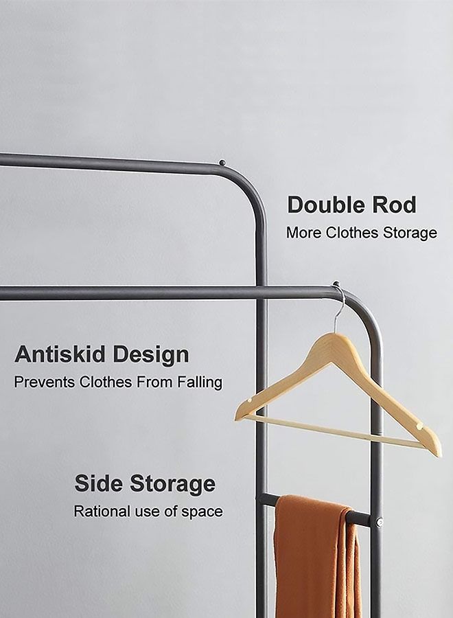 AGD Stand and Organizer for Hanging Clothes and Bottom Storage Rack for Boxes and Shoes Made of Metal - Black - Image 5