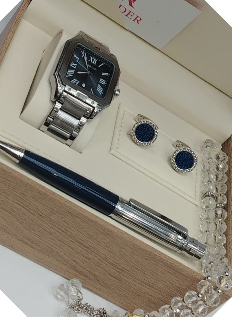 ريفولي طقم رجالي بتصميم أنيق ساعه - كبك- قلم-سبحه -علبه فخم