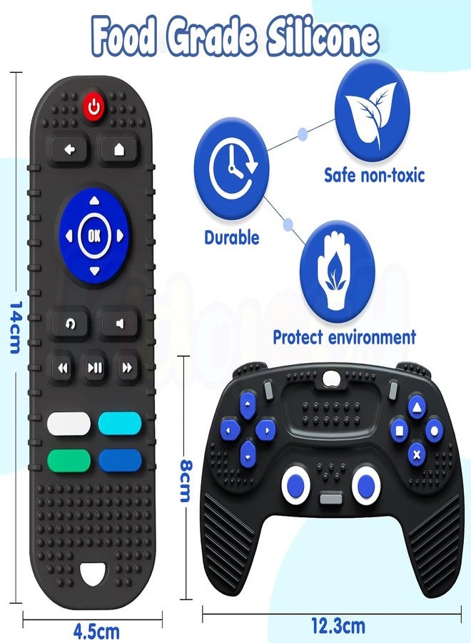 Kidology Baby Teethers – Silicone Remote & Game Controller Shaped Teething Toys |Infant Teether for Teething Relief | Sensory Chew Toys for Boys & Girls 3+ Months | Baby Gift Set- Pack of 2 (Black) - Image 2