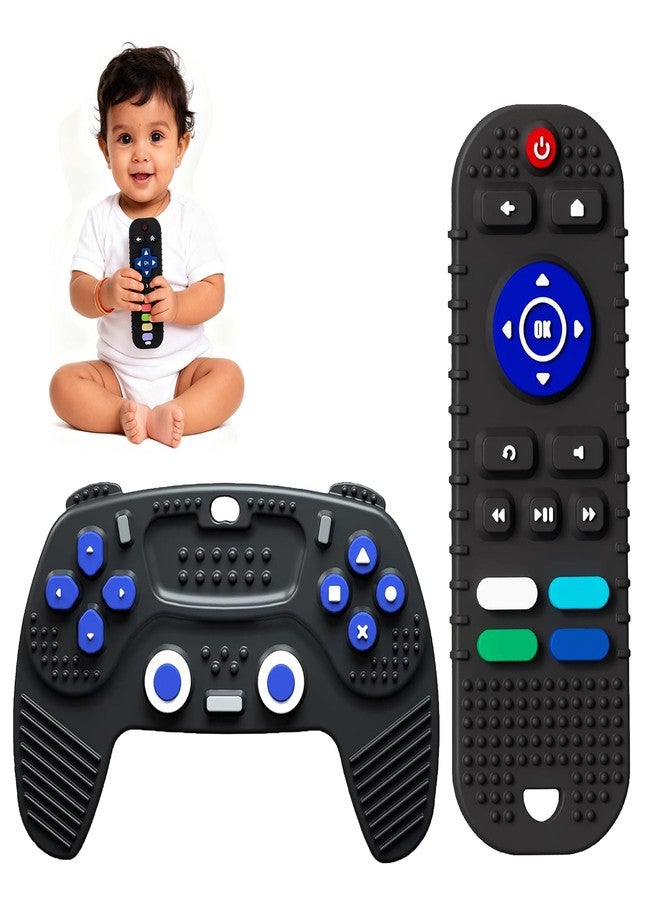 Kidology Baby Teethers – Silicone Remote & Game Controller Shaped Teething Toys |Infant Teether for Teething Relief | Sensory Chew Toys for Boys & Girls 3+ Months | Baby Gift Set- Pack of 2 (Black) - Image 1