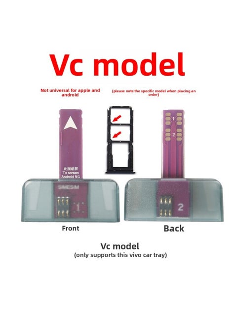 Dual-Card Dual-Standby Mobile Phone External Card Slot Phone Card Inserter SIM External Android Quick Card Replacement Hot Plug Expansion Card-Color:Vc Model Dual Large Card