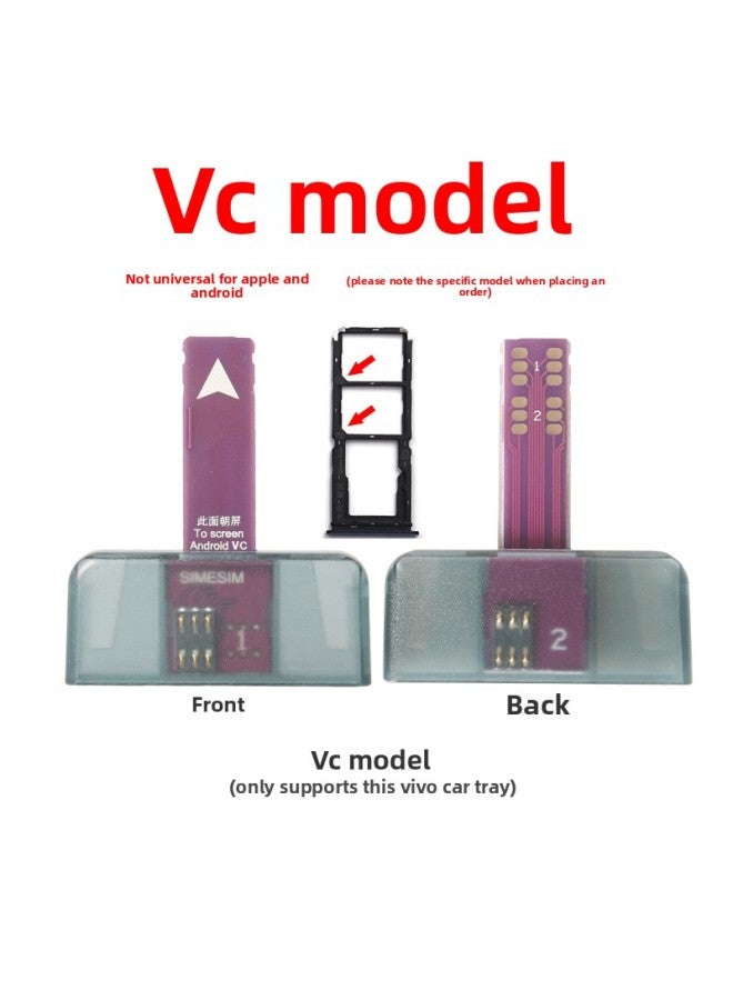Dual-Card Dual-Standby Mobile Phone External Card Slot Phone Card Inserter SIM External Android Quick Card Replacement Hot Plug Expansion Card-Color:Vc Model Dual Large Card