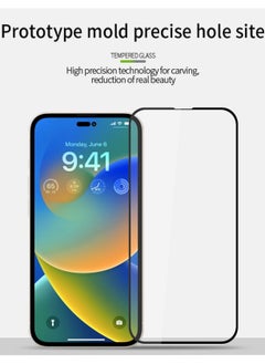 Houmt Screen Protector For 14 6.1 Inch 2 Pack Full Coverage 9D Tempered Glass Film Compatible With iPhone 14/13/13 Pro Clear/Black  - Image 5