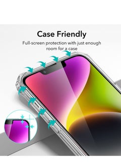 Houmt Screen Protector For 14 6.1 Inch 2 Pack Full Coverage 9D Tempered Glass Film Compatible With iPhone 14/13/13 Pro Clear/Black  - Image 2