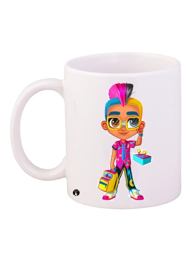 Anime Boy Printed Coffee Mug White/Yellow/Pink 11ounce