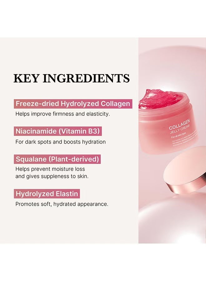 Collagen Jelly Cream: Niacinamide & Freeze-Dried Hydrolyzed Collagen | 24H Radiance, Barrier Boost & Firming(3.71 fl oz) - Image 3