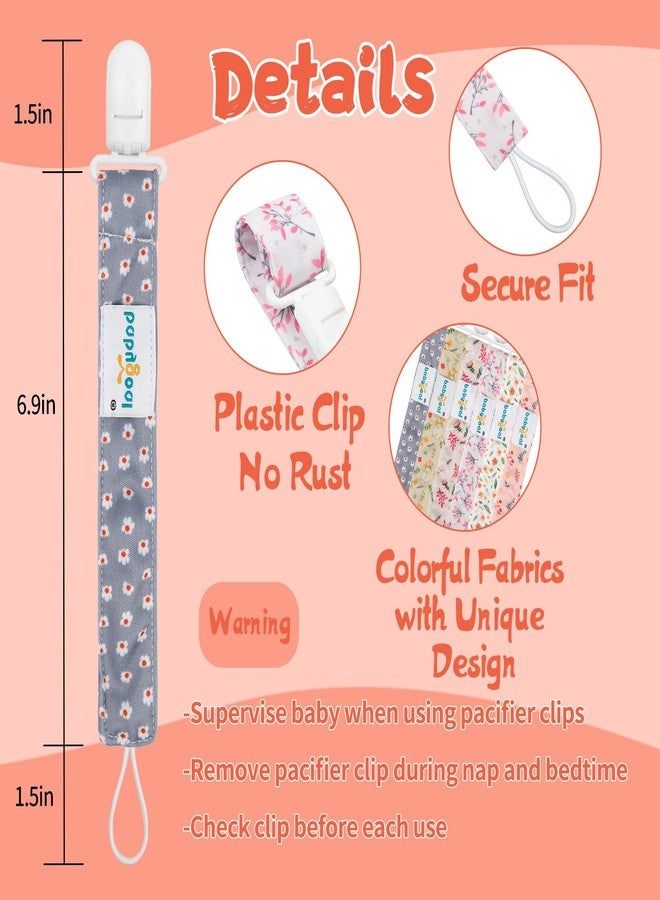 Babygoal Floral Pacifier Clips, 6 Pack Binky Paci Holder Clips and Leash for Boys and Girls Fits for Most Pacifier, Binkie Styles & Baby Teethers & Toys and Gift 6PS21 - Image 4