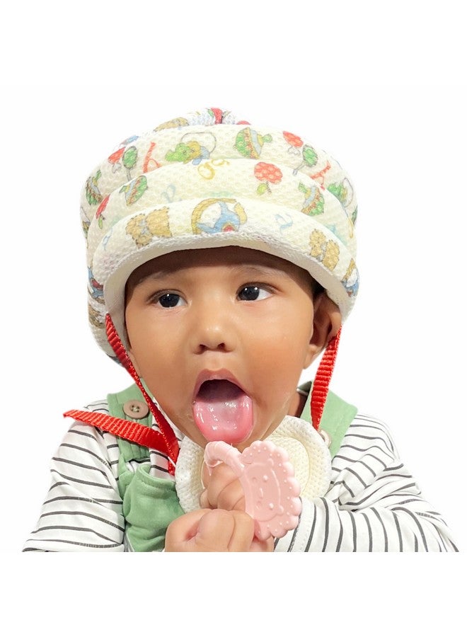 موذرلي خوذة أمان للأطفال مبطنة وجيدة التهوية من Motherly لحماية خالية من الصدمات، واقي رأس الطفل، قبعة/خوذة للأطفال الصغار، معدات أمان مع حزام ذقن قابل للتعديل وتهوية (الأبجدية) - Image 1