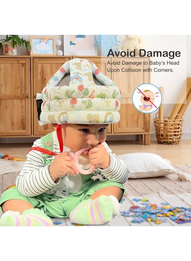 موذرلي خوذة أمان للأطفال مبطنة وجيدة التهوية من Motherly لحماية خالية من الصدمات، واقي رأس الطفل، قبعة/خوذة للأطفال الصغار، معدات أمان مع حزام ذقن قابل للتعديل وتهوية (الأبجدية) - Image 4