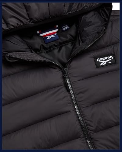 Reebok Mens Puffer Jacket - Lightweight Quilted Glacier Shield Plus Size Puffer Jackets for Men - Insulated Mens Winter Coats, Size 5X-Large, Charcoal - Image 5
