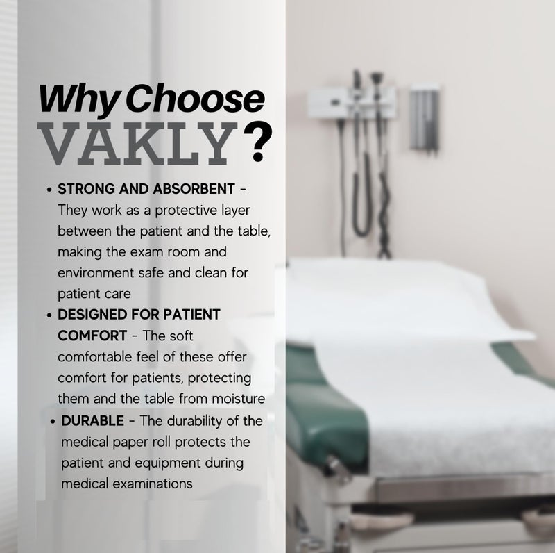 Vakly Headrest Exam Table Paper - 8''x225â€™ [2 Pack] Disposable White Smooth Medical Barrier Cover Roll â€“ 8 inch Paper Rolls for Spas, Daycares, Doctors, Chiropractors, Examination, Massage Tables - Image 3