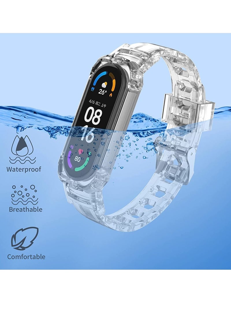 Captaintech Replacement Strap Sport Wristband Adjustable Bracelet for Xiaomi Mi Band 5 Bands for Xiaomi Mi Band 6 Bands 2 Pack (Clear Clear) - Image 2