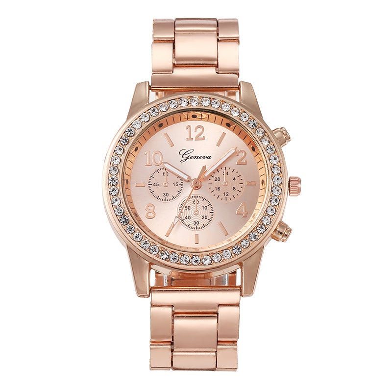 Fashion Casual Quartz Wristwatch for Women Rose Gold 