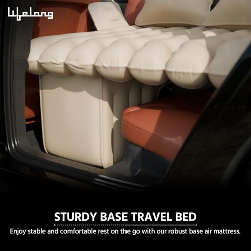 Lifelong Inflatable Mattress with Pump & 2 Air Pillows – Back Seat Travel Mattress, Portable & Compact for Camping, Road Trips, Adults & Kids (Beige) - Image 3