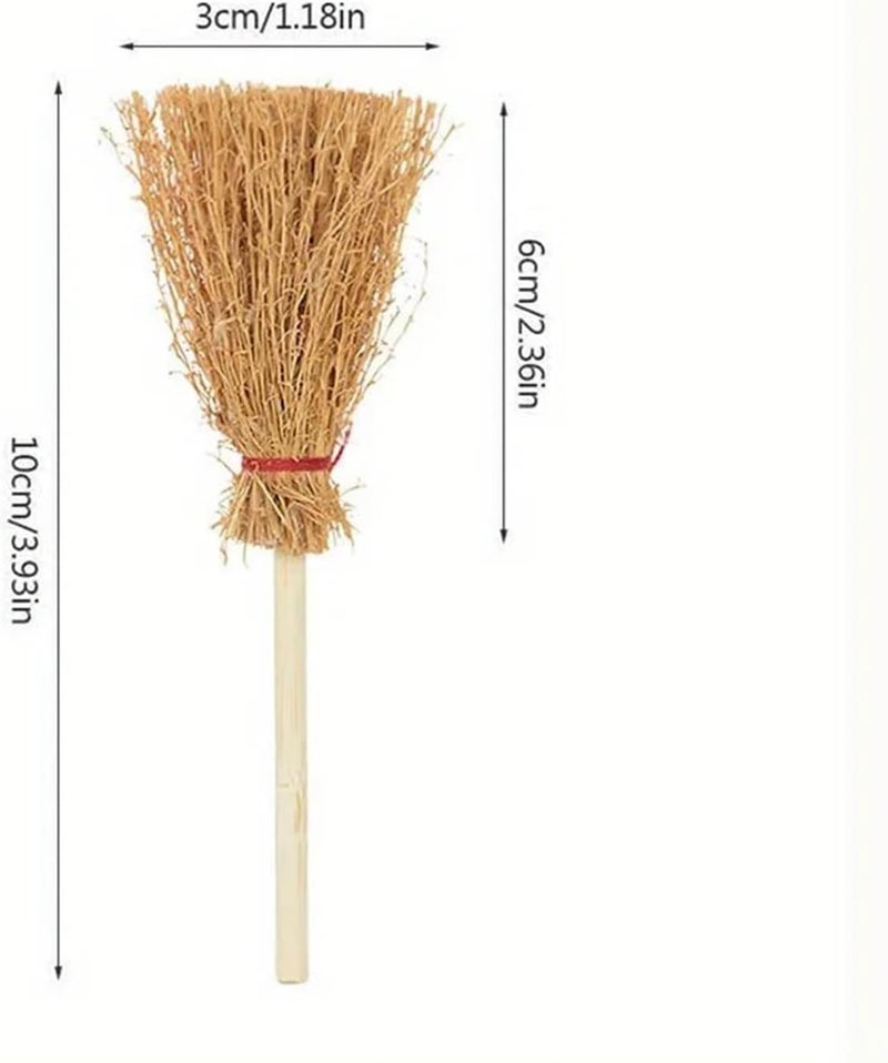 Miniature Artificial Mini Straw Brooms 32Pcs Halloween Party Photo Props Mini Witch Hat Mini Broom Miniature Straw Brooms - Image 2