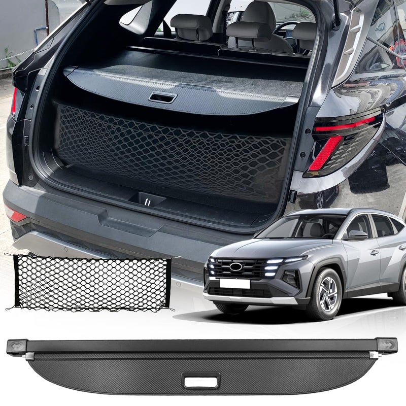 Volcaner Cargo Cover for Hyundai Tucson 2024 2025 Accessories 2023 2022Carbon Fiber Texture Retractable Trunk Cover Organizer Security Shielding Shade Tonneau Cover for Hyundai Tucson Accessories