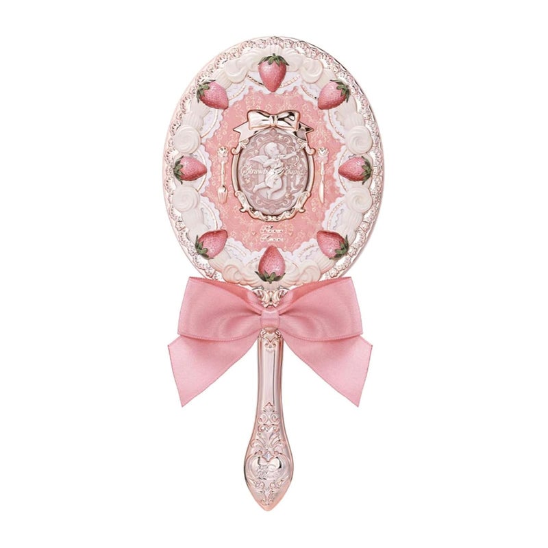 Flower Knows Strawberry Cupid Hand MirrorVintage Handheld MirrorFancy Pretty Princess Mirror with Long HandleGift for Girls WomenMilk Pink - Image 2