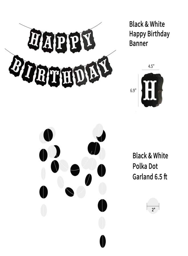 ANSOMO Black and White Happy Birthday Party Decorations, 30 Pcs Balloons Banner Foil Fringe Curtains, for Men Women - Image 3