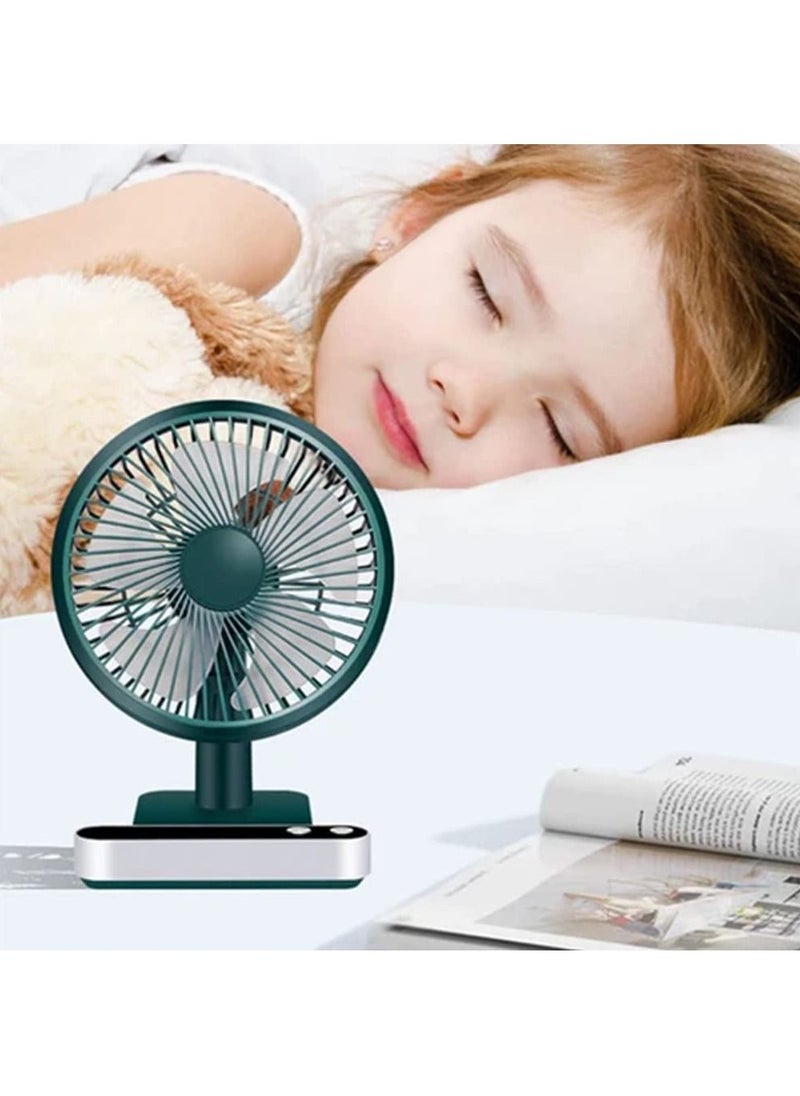 Arabest - Portable Desk Fan, USB Rechargeable Battery Powered Fan, Four Speeds, 24 Hours Battery Life, LED Display, Less Noise, 4000mAh Battery for Home, Office, Dorm, Desk Desk Fan - Image 1