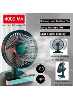Arabest Portable Desk Fan, USB Rechargeable Battery Powered Fan, Four Speeds, 24 Hours Battery Life, LED Display, Less Noise, 4000mAh Battery for Home, Office, Dorm, Desk Desk Fan  - Image 2