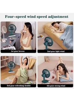 Arabest Portable Desk Fan, USB Rechargeable Battery Powered Fan, Four Speeds, 24 Hours Battery Life, LED Display, Less Noise, 4000mAh Battery for Home, Office, Dorm, Desk Desk Fan  - Image 3