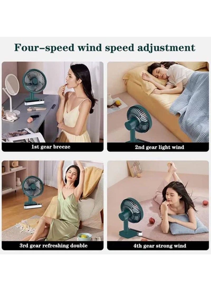 Arabest - Portable Desk Fan, USB Rechargeable Battery Powered Fan, Four Speeds, 24 Hours Battery Life, LED Display, Less Noise, 4000mAh Battery for Home, Office, Dorm, Desk Desk Fan - Image 1