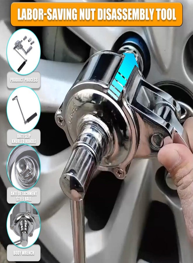 RANSOTO Torque Multiplier Set Torque Multiplier Wrench Lug Nut Remover Labor Saving Nut Disassembly Tool with 11/16" 3/4”13/16" 17mm 19mm 21mm Sockets for Loosening Car Tire Lug Nuts - Image 3