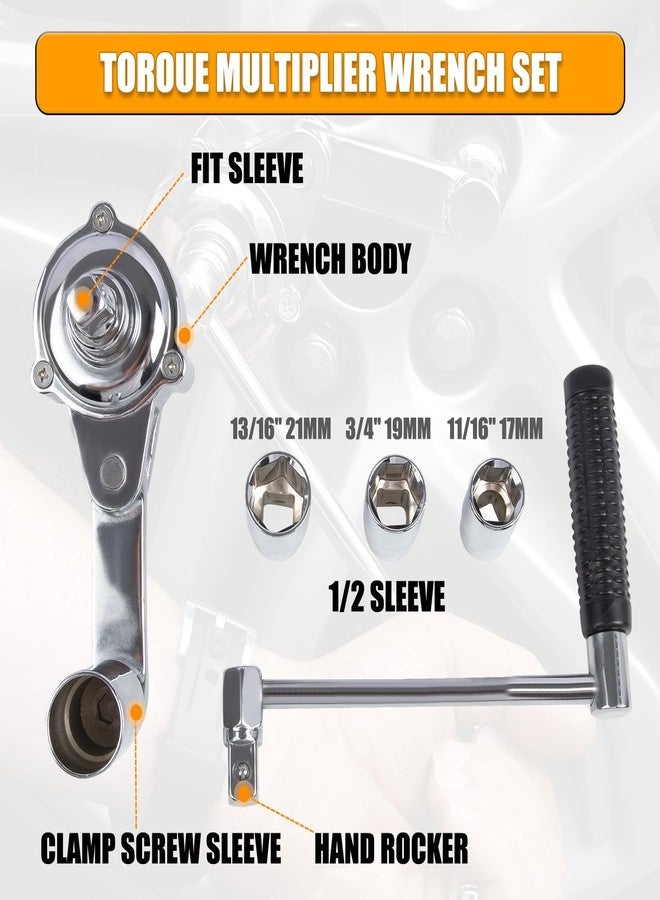 RANSOTO Torque Multiplier Set Torque Multiplier Wrench Lug Nut Remover Labor Saving Nut Disassembly Tool with 11/16" 3/4”13/16" 17mm 19mm 21mm Sockets for Loosening Car Tire Lug Nuts - Image 4