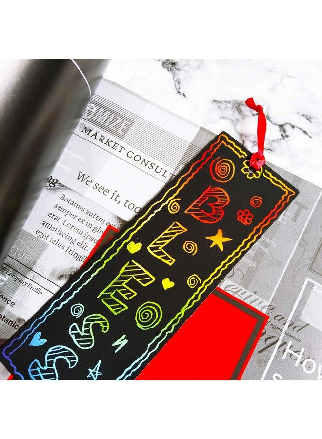 Supla 36 مجموعة 2 أسلوب سحرية خدش علامات الكتاب قوس قزح مجموعة صنع للأطفال والطلاب هدايا حفلات ورق خدش علامات الكتاب بالجملة مع أدوات الخدش وأشرطة ساتان للأنشطة الصفية - Image 4